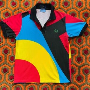 MAKE OFFER! Fred Perry & Son Rare Polo Shirt Men's 38" or Med. geometric
